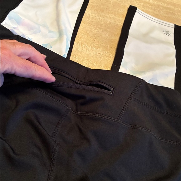ATHLETA Black Leggings with Colorful Front Section. S - Picture 7 of 16